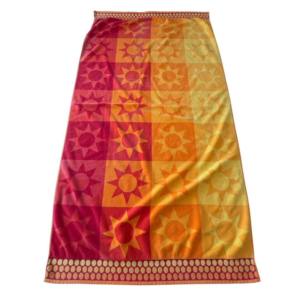 Palm Cove Beach Towel Lg Orange Red Sunburst Celestial 100% Cotton Egypt Pool